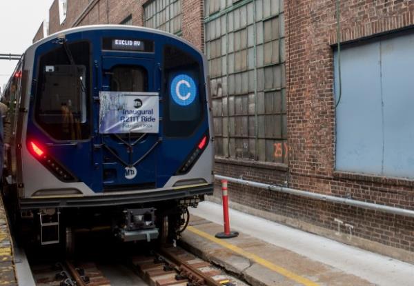 The new C train, a Kawasaki-made R211T, entered passenger service for the first time at 168th St. on Thursday morning.(Evan Simko-Bednarski / New York Daily News)